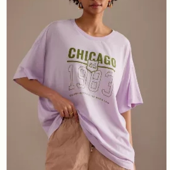 Anthropologie Tops - NWT Anthropologie pilcro purple Dad Chicago tee. S/M. Oversized